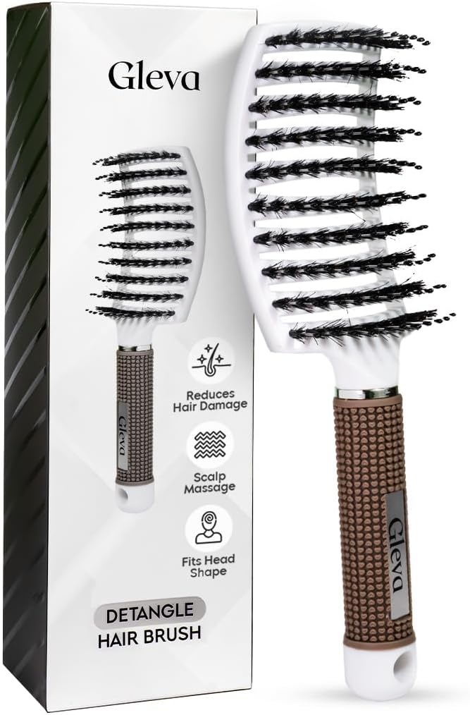 Unbrush Detangler Hair Brush for Curly, Thick, Straight Hair, Detangling Hair Brush for Men & Women, Scalp Massager Brush with Nylon Bristles, Fast Blow Drying Brush for Wet & Dry Hair (Brown)
