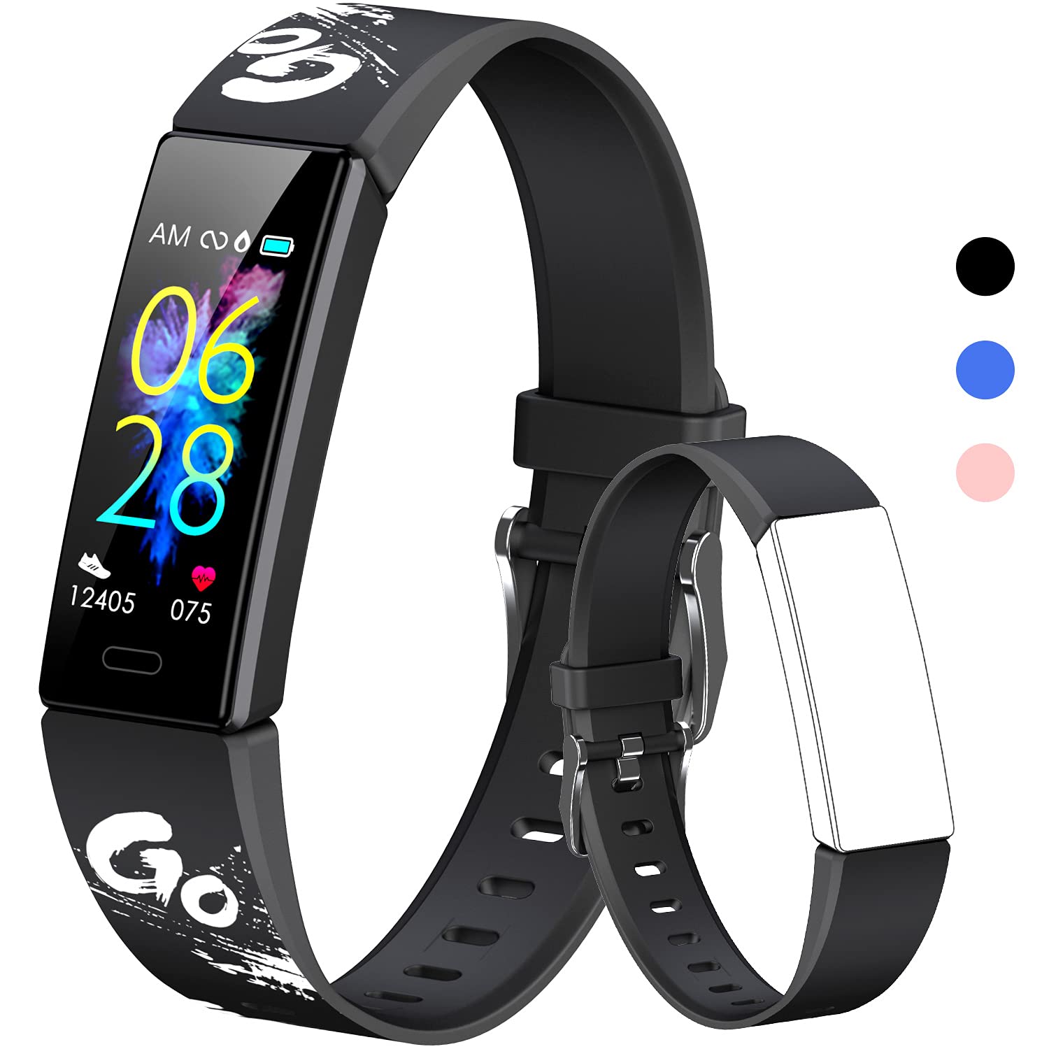 K-berho Kids Fitness Tracker, Fitness Watch Activity Tracker with Pedometers, Stopwatch, IP68 Waterproof, 11 Sport Modes for Kids Age 6-23 Years Old