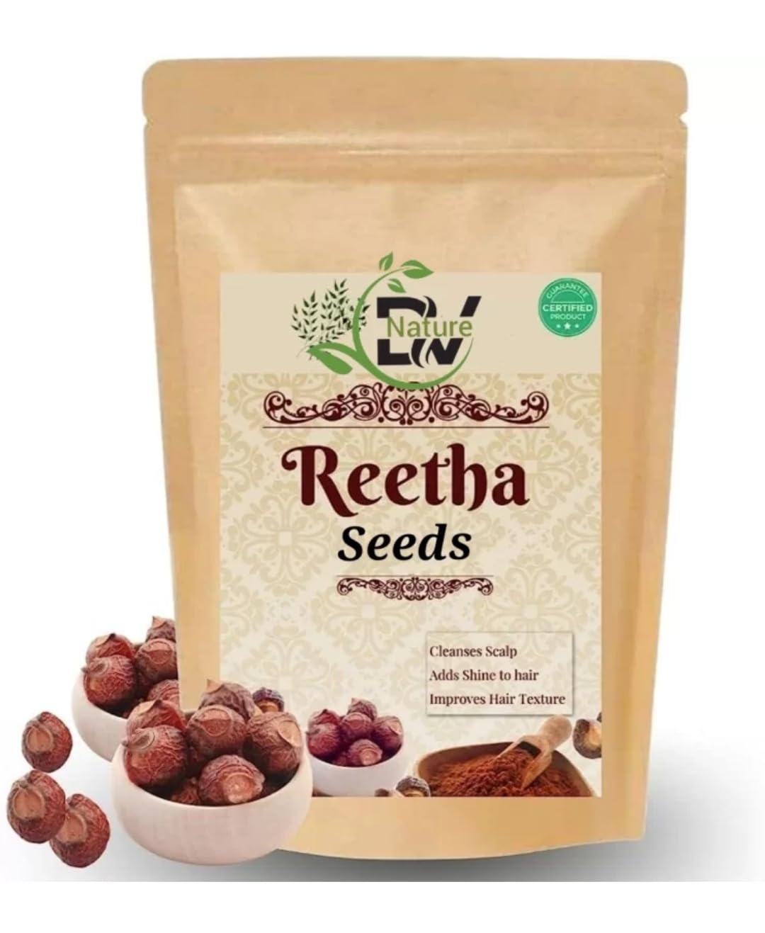 DV Nature Natural Whole Dried Reetha, Soap Nuts, Aritha Raw Form, 500g Dried Reetha Nuts/Soapnuts for Hair (500 grams, whole) | 100% Natural, Preservative free | Quality