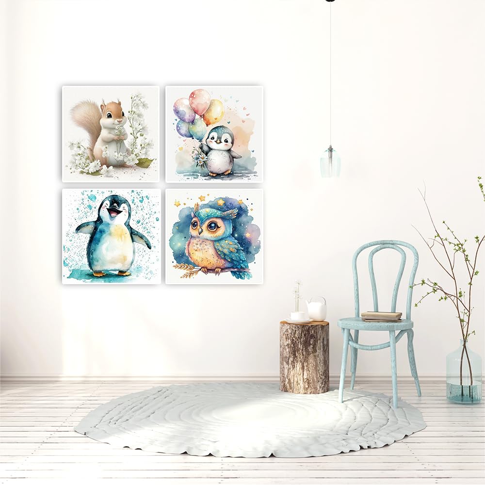 DCIDBEI 30x30CM 5D Diamond Painting Kits Complet, 4 Pcs Broderie Diamant Peinture Animaux Anime,Jeu Educatif Occasionnel Cadeau Original Décor Mur à La Maison Sur Chat Chien Mignon Dans Les Fleurs
