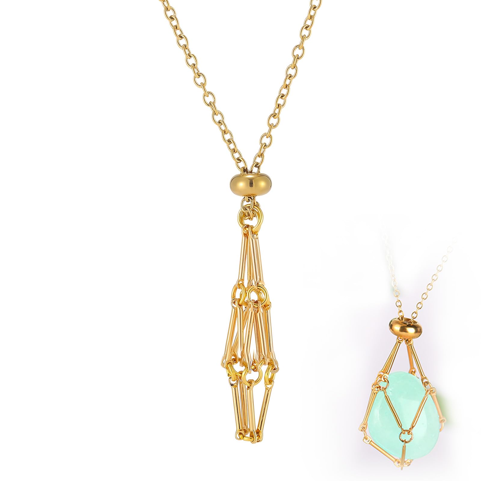 WNVCrystal Holder Necklace, Gold Crystal Stone Holder, Crystal Necklace Cord for Women