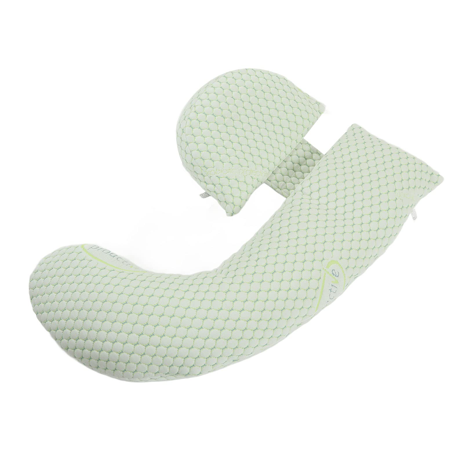 Fdit Podparcie Ciąży Ergonomiczna Poduszka Regulowana Poduszka Ciążowa w Kształcie Litery U do Spania Wygodne Mamy w Ciąży Poliester (GREEN)