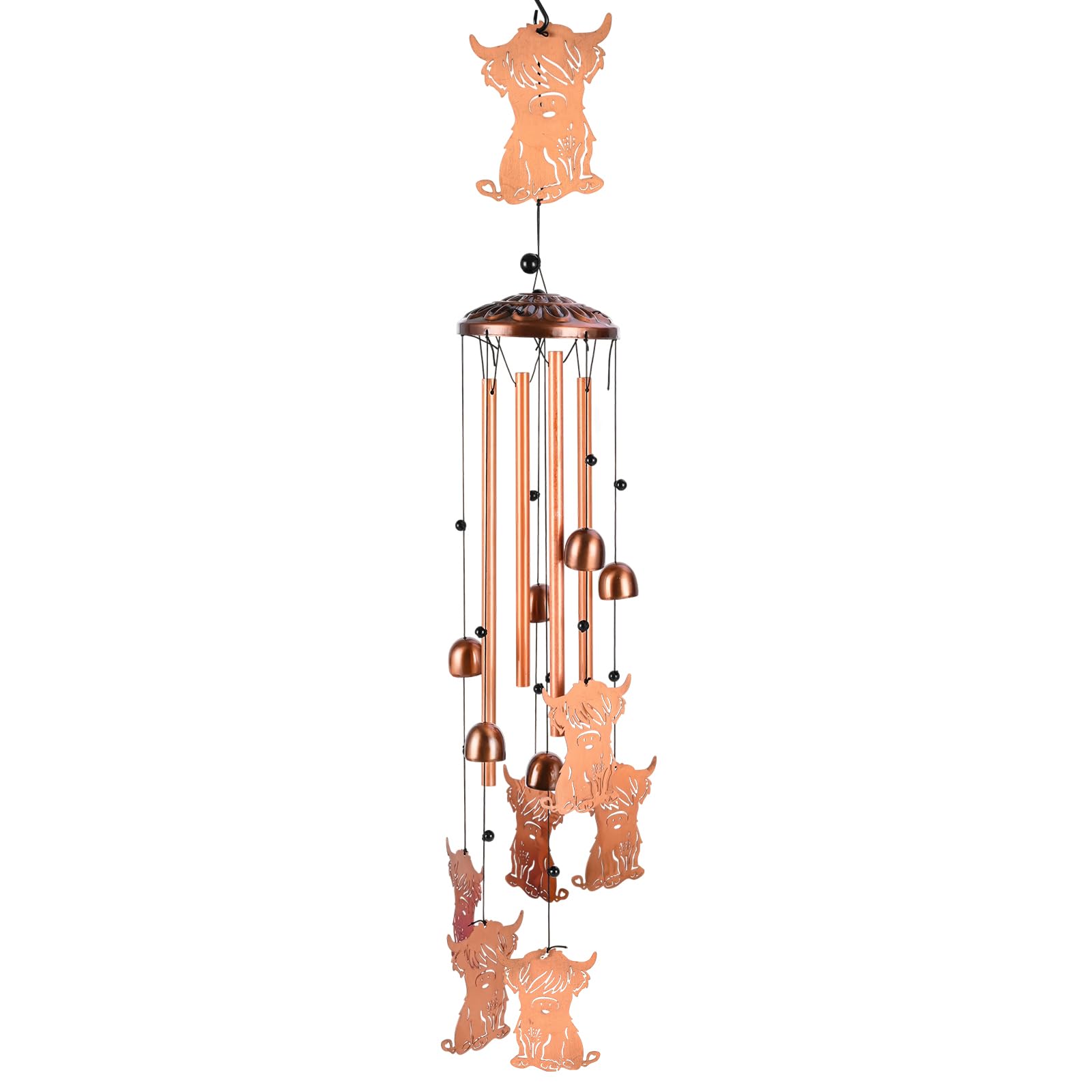 Highland Cow Wind Chimes, Large Metal Wind Chime Indoor Outdoor Decor, Animal Memorial Highland Cow Gifts WindChimes for Women Men Memorial Gift Home Porch Decorations