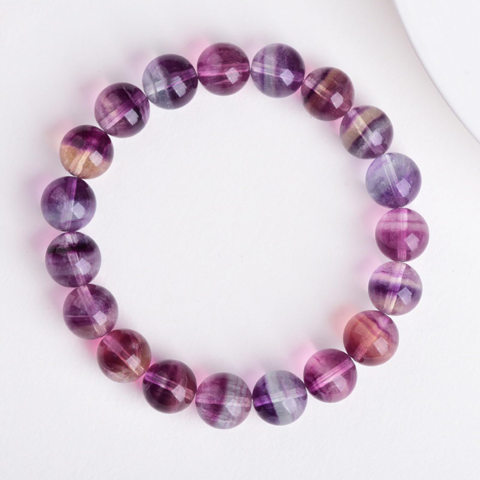 Pulsera hecha a mano fluorita púrpura arcoíris piedras de cristal natural