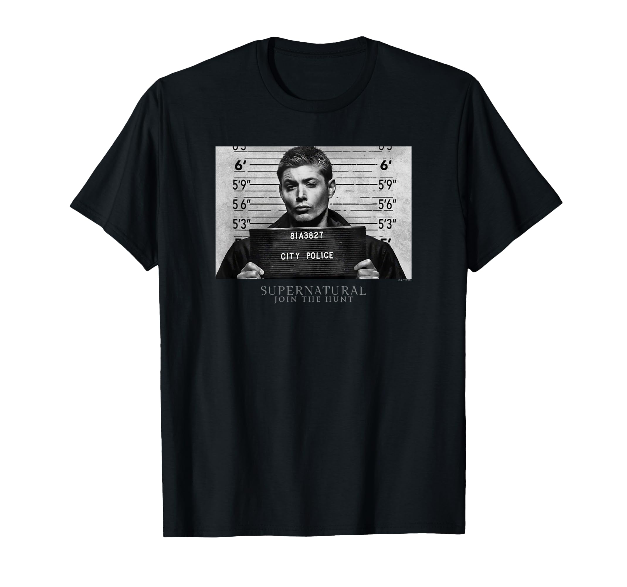 Supernatural Dean Winchester City Police Mugshot Portrait T-Shirt OEKO-TEX STANDARD 100