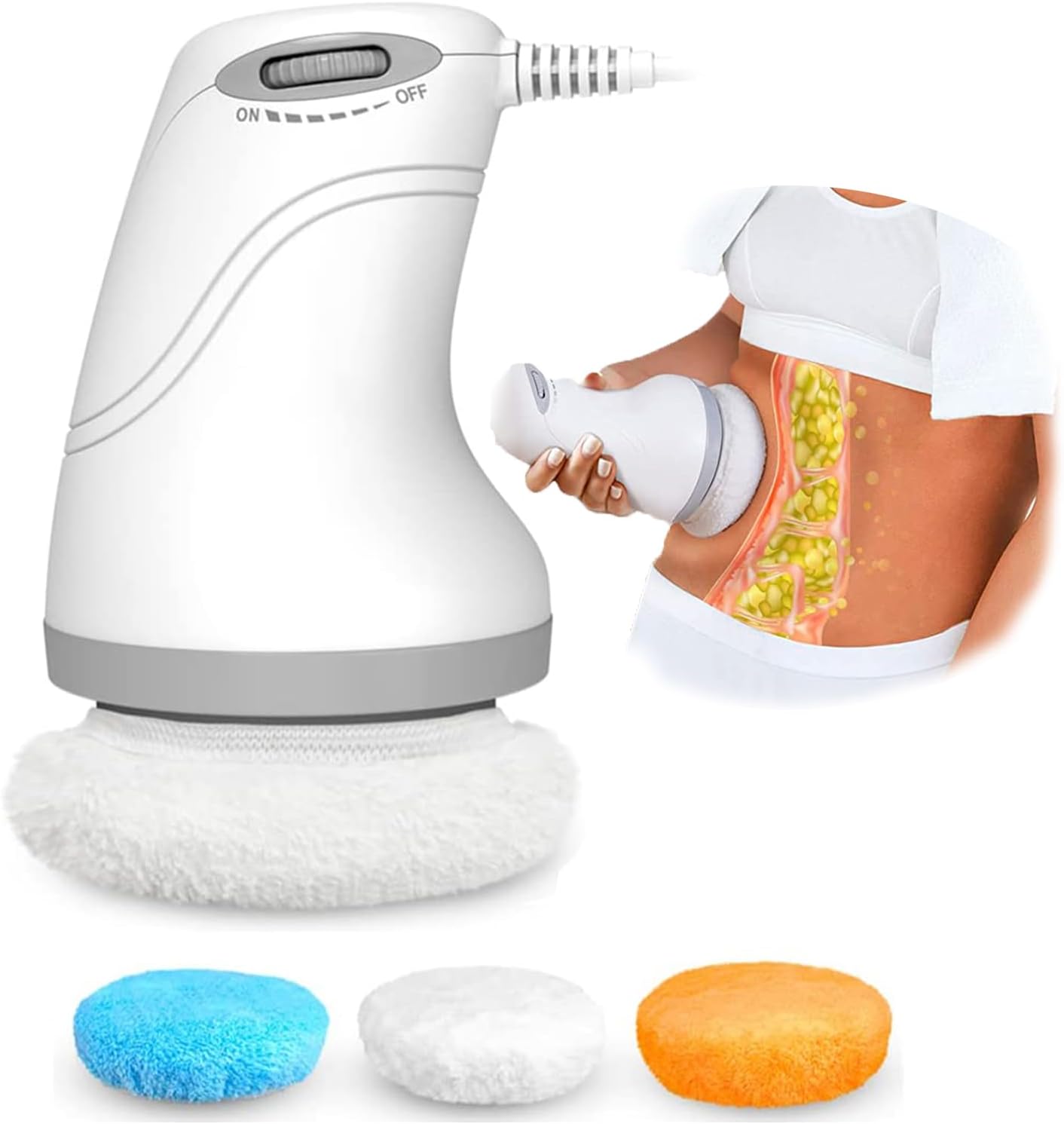 Body Sculpting Machine Electric Cellulite Massager 3 Pads, Handheld Full Body Massage Machine for Back/Abdomen/Butt/Leg/Arms Deep Massage Relax with Rotaion Vibration Body SPA (White) Body Sculpting Machine Electric Cellulite Massager 3 Pads, Handheld Full Body Massage Machine for Back/Abdomen/Butt/Leg/Arms Deep Massage Relax with Rotaion Vibration Body SPA (White)