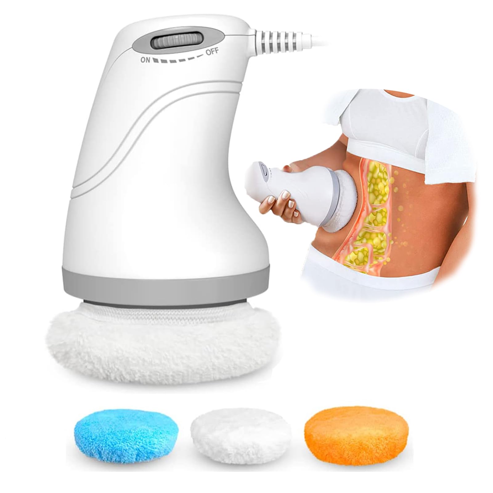 Amazon.com: BUSHIPIN Body Sculpting Machine Electric Cellulite Massager 3  Pads, Handheld Full Body Massage Machine for Back/Abdomen/Butt/Leg/Arms  Deep Massage Relax with Rotaion Vibration Body SPA (White) : Health &  Household