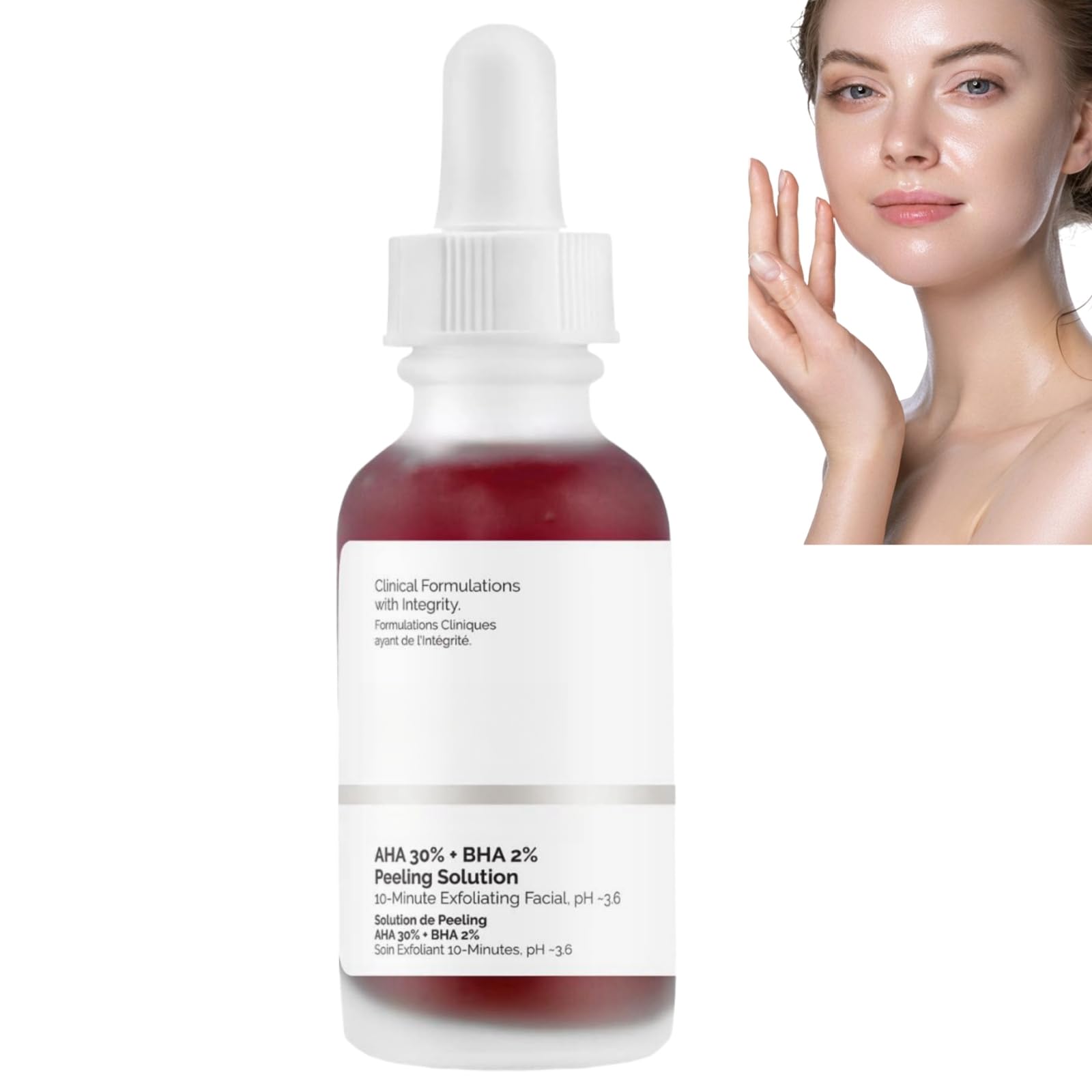 AHA 30% + BHA 2% Face Serum,Smooth Skin Exfoliating Facial Serum,Peeling Solution Pore Exfoliating Serum,Brightening Serum for Face,Anti-Aging Facial Serum,Moisturiser Face Serum for Hydrated