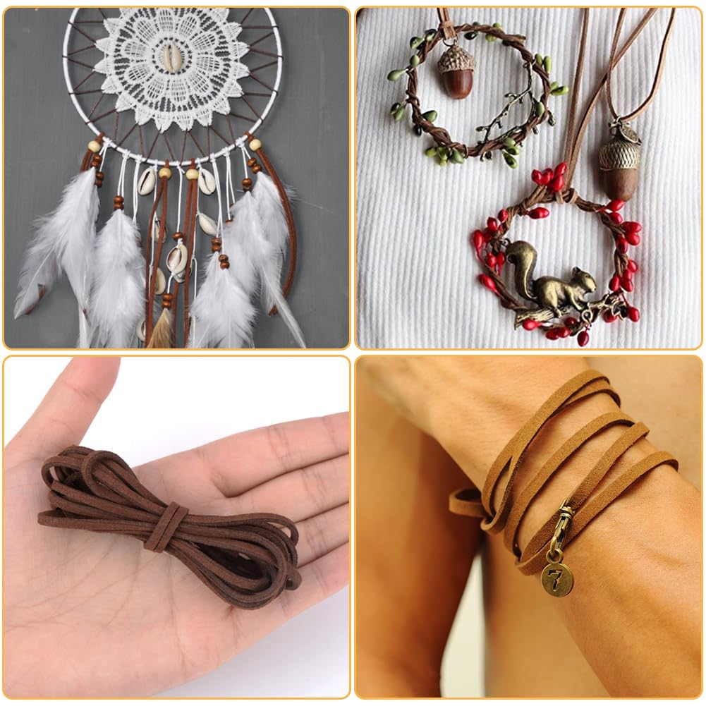 Violotoris 7 Bundles Leather Necklace Cord, 5 Colors Leather String - Image 3
