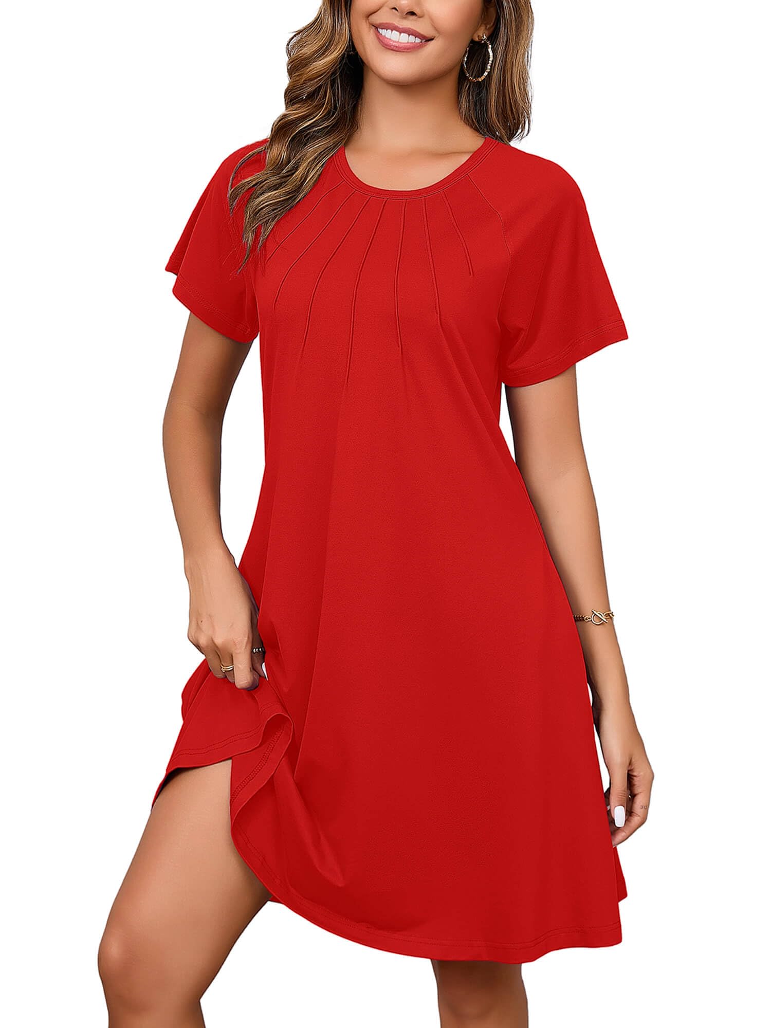 Heymoments Short Sleeve Crewneck Summer Dresses for Women