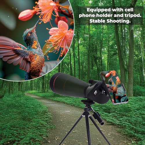 Image of Hiniso 100mm Spotting Scope with Tripod & Phone Adapter | 25-75x Dual Focus Zoom HD Telescope for Bird Watching, Stargazing, Target Shooting | Waterproof BAK4 Prism, Carry Case Included (25-75x100)