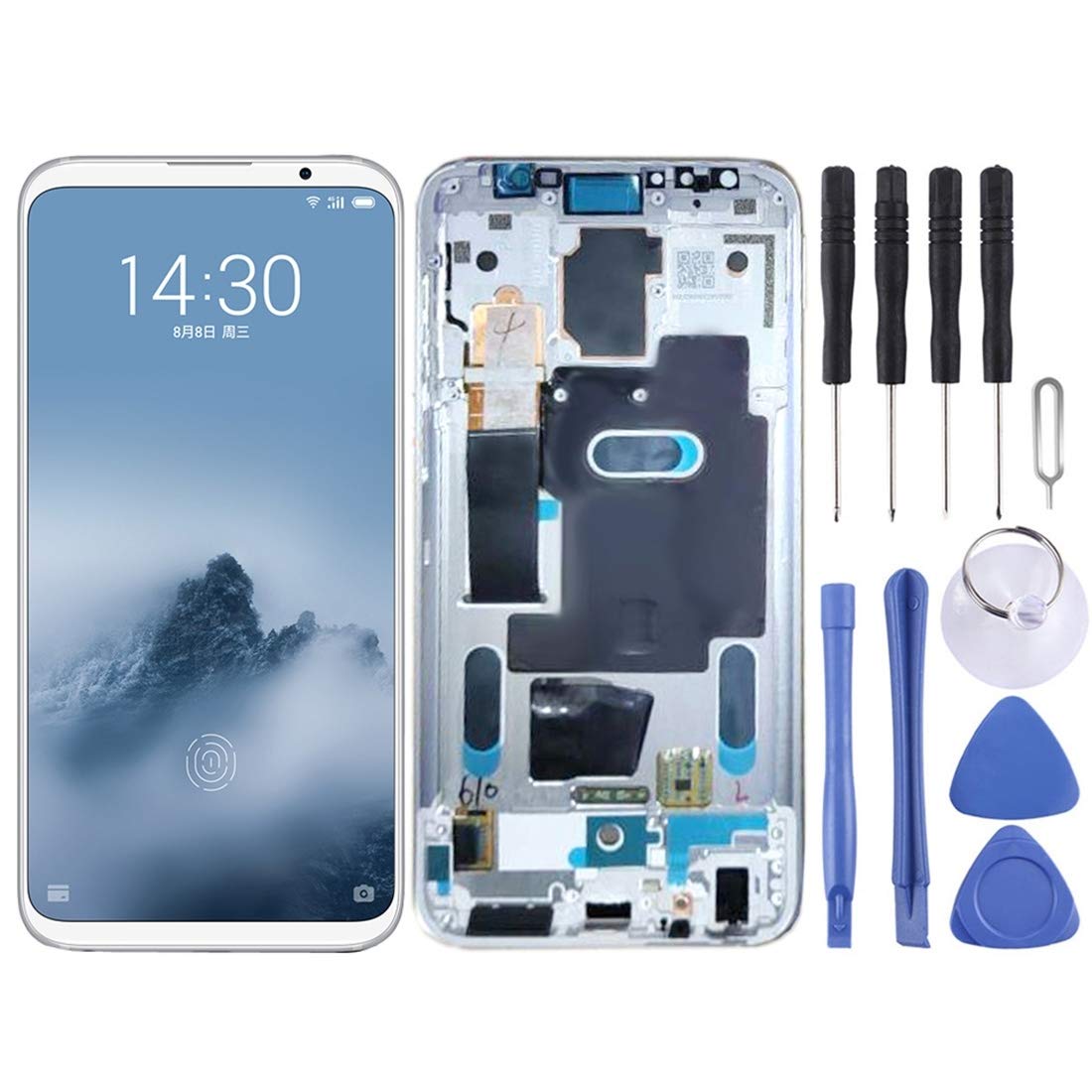 Professional LCD Screen And Digitizer Full Assembly With Frame Compatible With Meizu 16 Parts (Color : White)