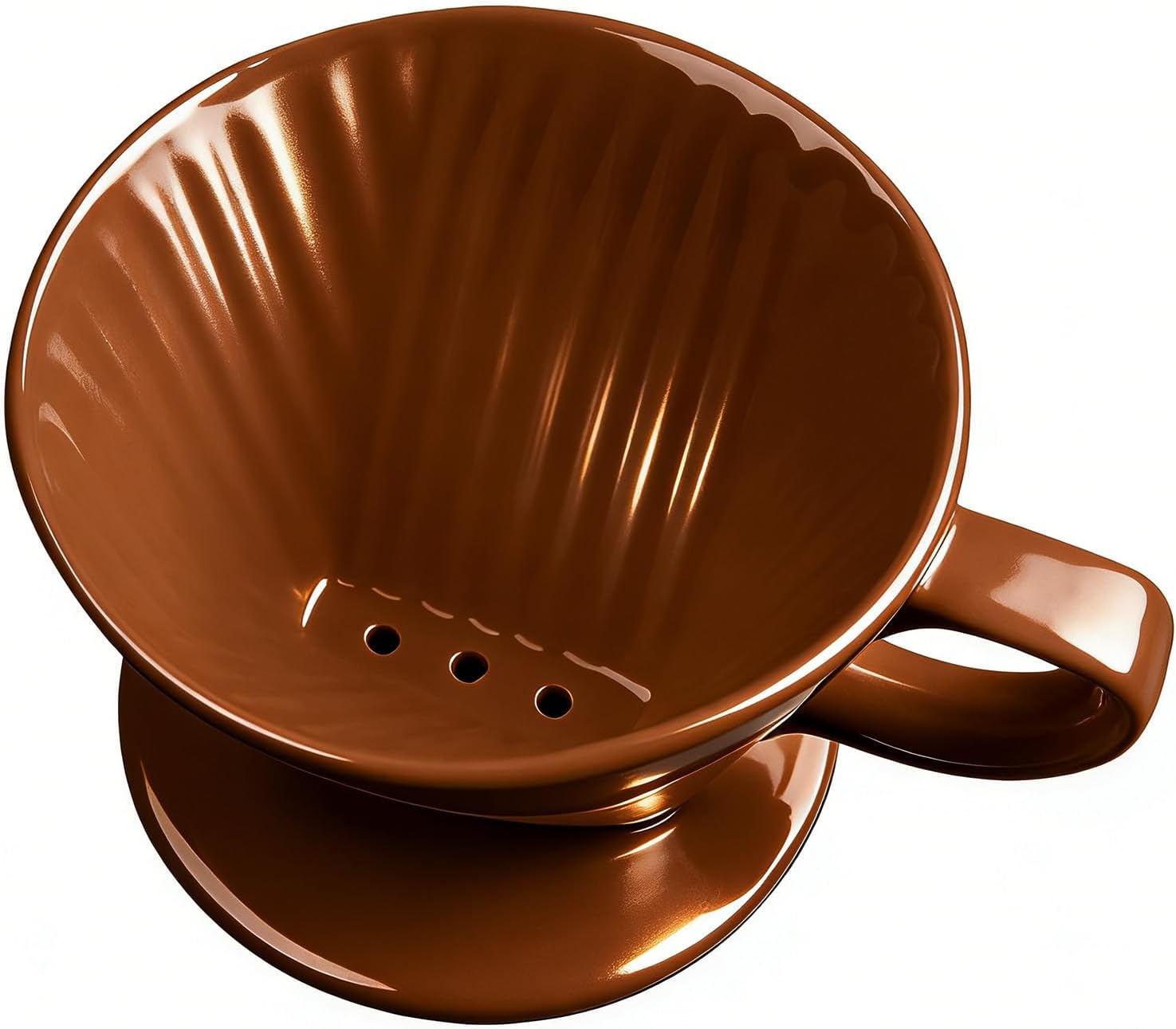 Handmade Pour Over Ceramic Coffee Dripper – Authentic Brewing Experience for Camping, Office, and Home (Coffee Brown)