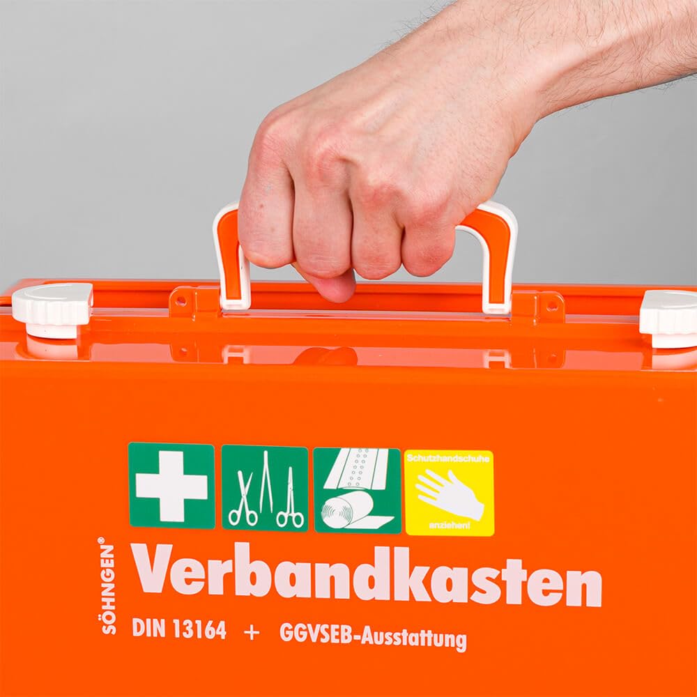 GGVSEB/KFZ-Verbandkasten SN-CD Söhngen, orange, mit DIN 13164 + GGVS Ausrüstung, Art.-Nr. 50655 | Verbandskasten | Notfallkoffer | Erste Hilfe Kasten
