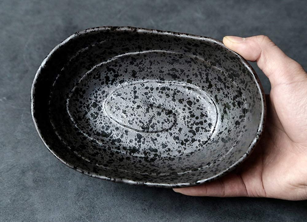 Cuencos para Pasta, Plato de cerámica, Plato de gres Negro, Plato de Sushi para Restaurante, Cuencos para ensaladas,