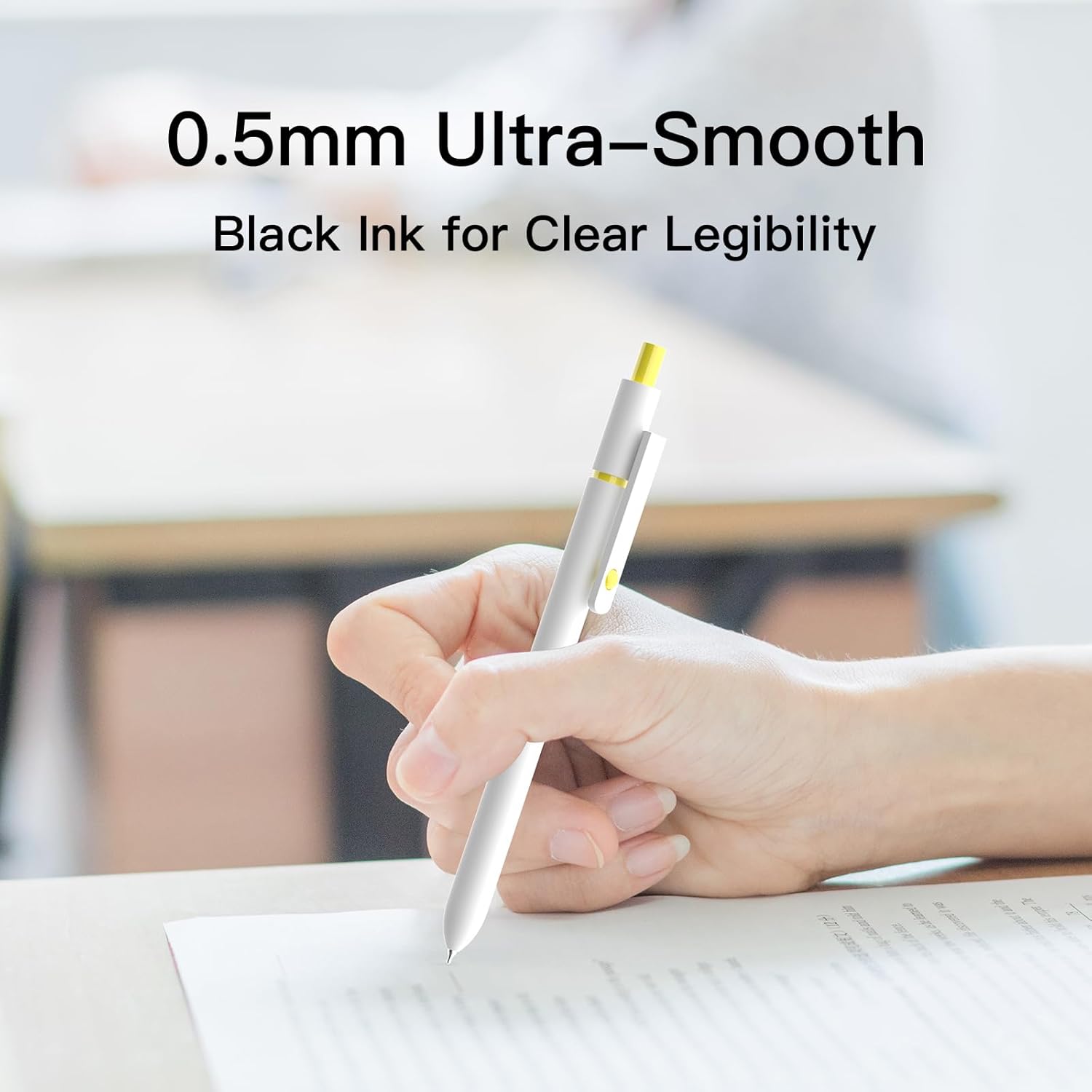 White Gel Pens,0.5mm Fine Point Tip,Quick Drying Ink, Aesthetic Office Supplies,Retractable Japanese Pen for Office Supplies,Bullet Journaling,Gifts for Women & Men(10 Pcs Black Ink-White shaft pens)