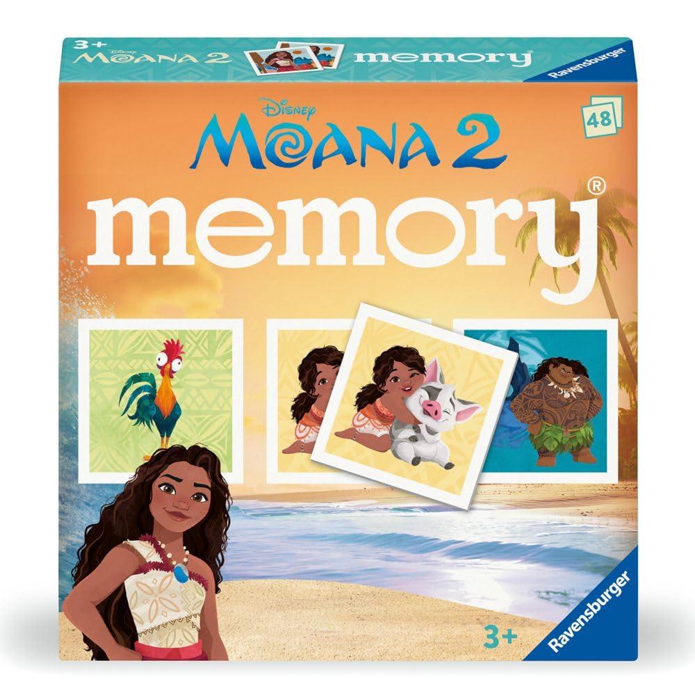 Ravensburger Disney Moana 2 Toys and Gifts - Mini Memory Matching Picture Snap Pairs Game For Kids Age 3 Years and Up