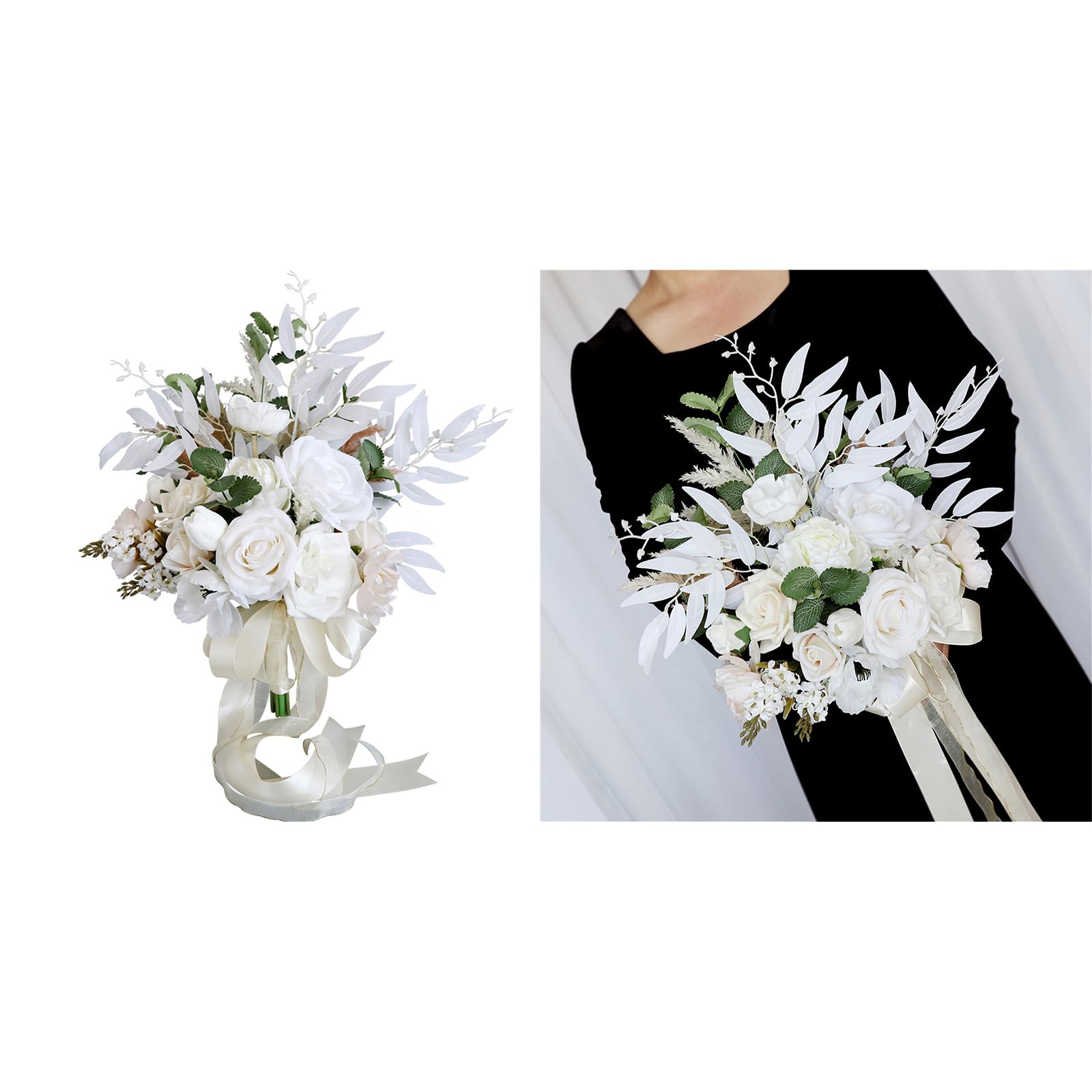 造花ブーケ シルバーリボン付き シルバー輝くウィンターボールブーケ - 商品詳細／造花ウェディング