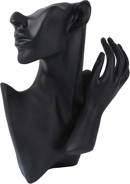 Holibanna Black Resin Pendant Earring Chain Display Mannequin Stand Display Bust Holder Organizer Hand Jewelry Bracelet Necklace Ring Display Rack Home Desktop Decoration Gift