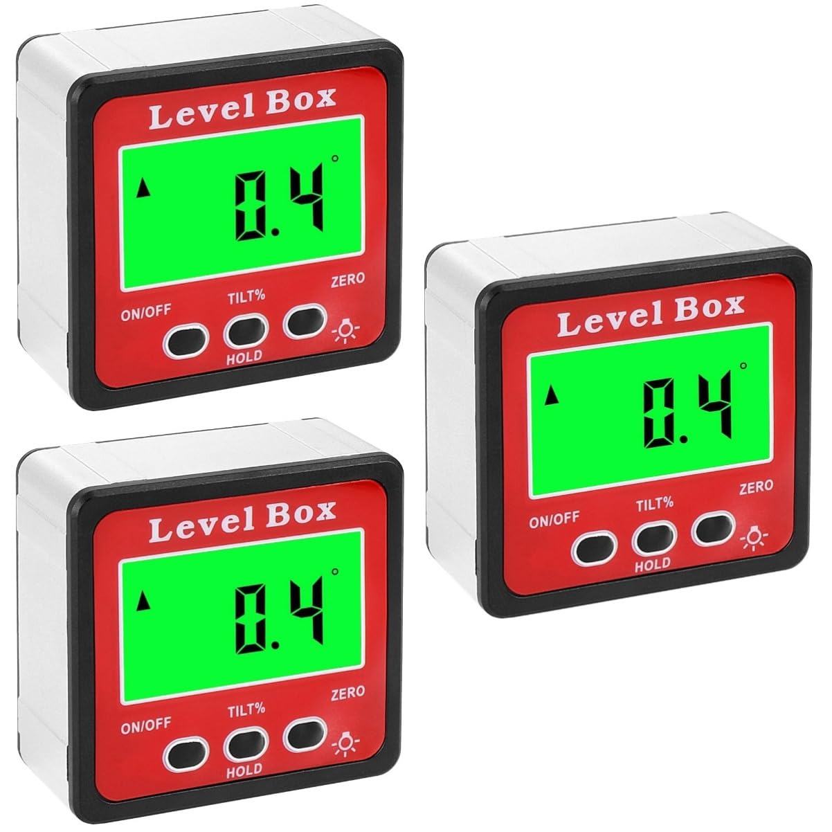 jojofuny 3pièces Niveau à Bulle Numérique Multifonction Inclinomètre Digital Avec Affichage Lcd Rétroéclairé Outil De Mesure Angle Pour Bricolage Et Décoration Intérieure