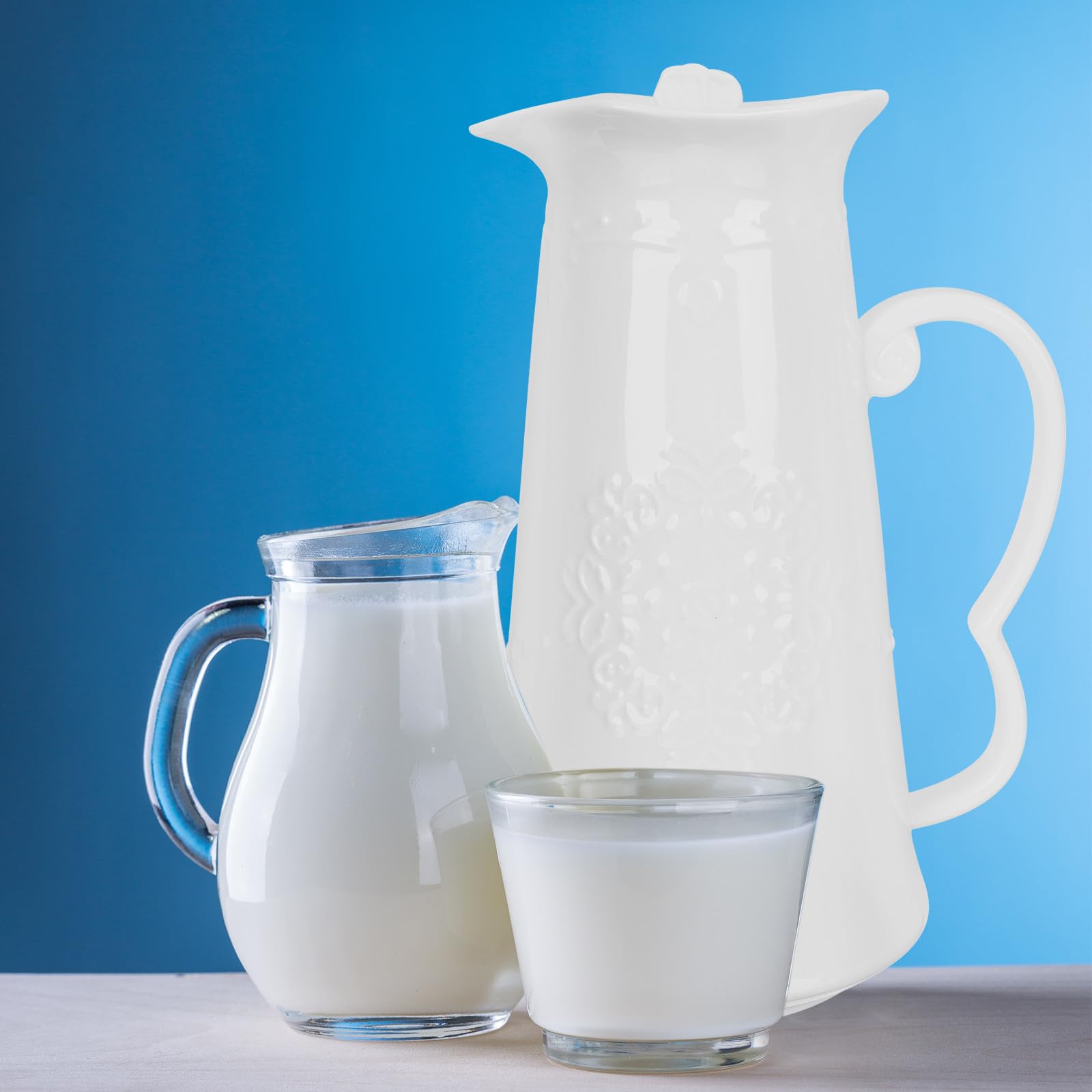 Pichet Design Élégant et Simple 1300ml en Céramique Blanc pour Eau Froide et Boisson Maison Dîner