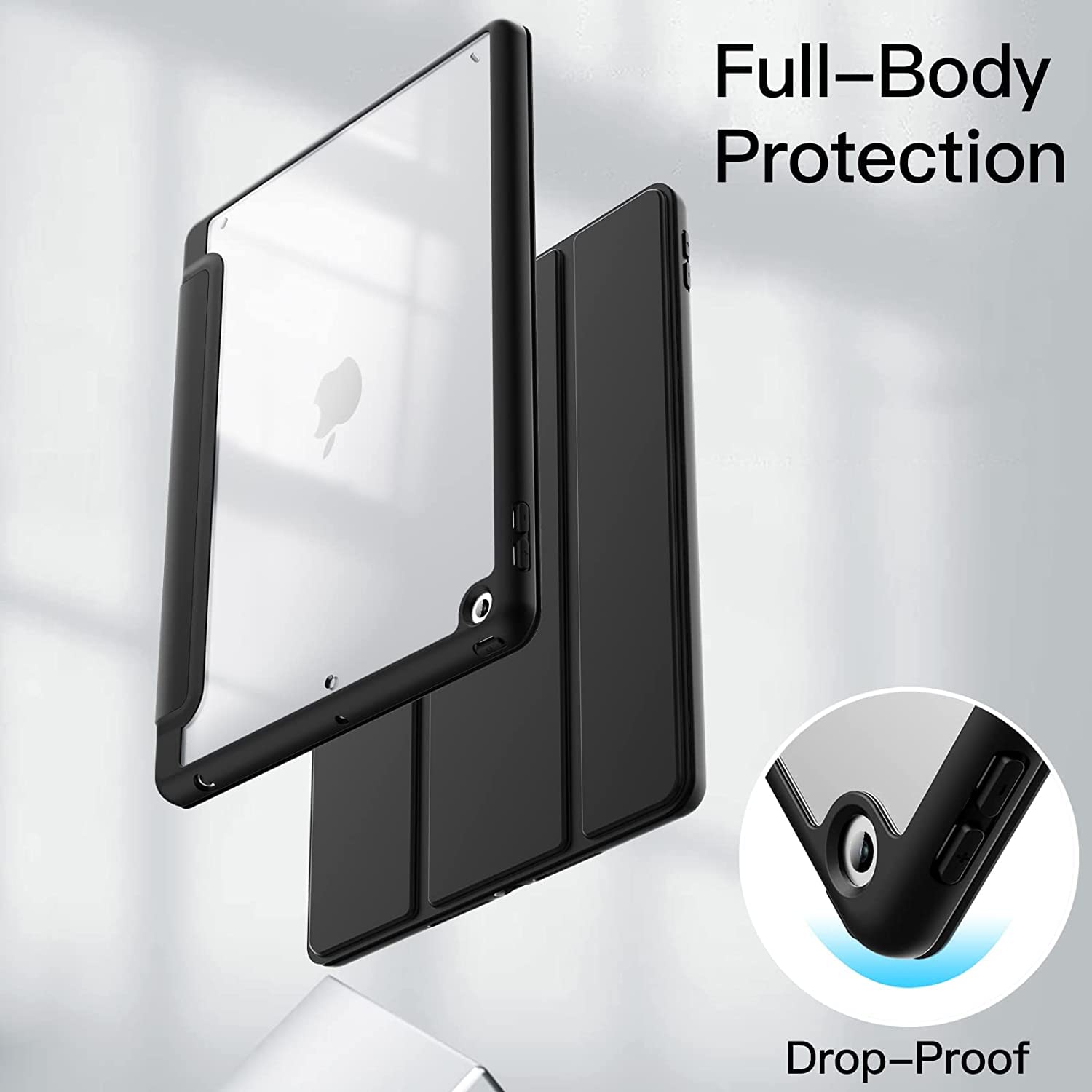 SwooK Case with [Pencil Holder] Smart Cover With Transparent Back ( Soft Edge ) for iPad 10.2 inch iPad 9th 8th 7th Generation 10.2" iPads 2021 2020 2019 Launch A2603 A2604 A2605 A2270 A2428 A2429 A2430 A2197 A2198 A2200 Flip Cover Case — Amazon image 5
