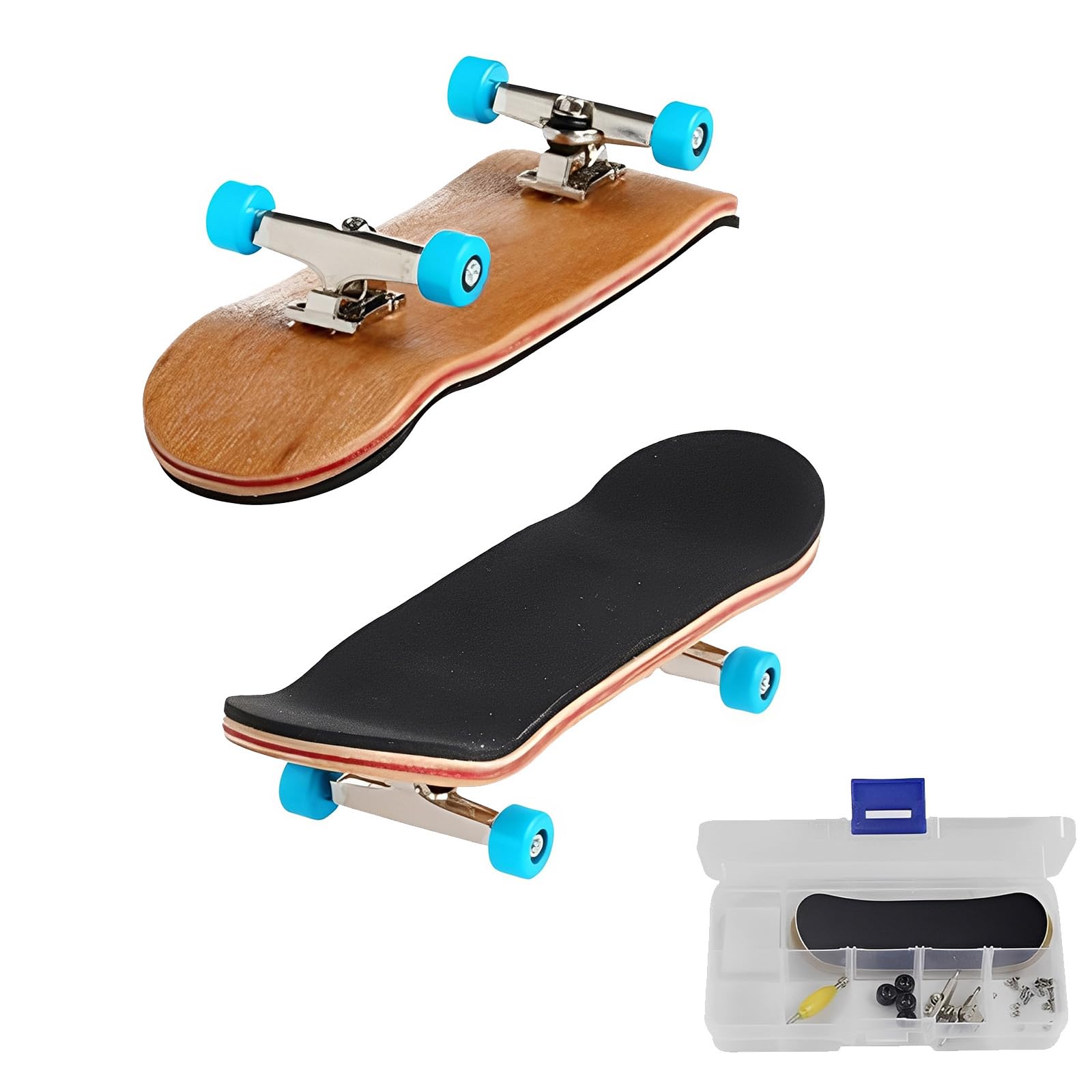 Wnzdp 1 Pcs Finger Board, Fingerboard, Maple Wood Mini Finger Skateboards with Screwdriver & Storage Box
