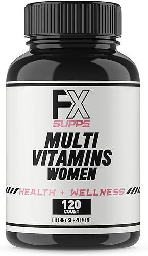 FXSUPPS Multivitamínico para mujeres con vitamina C, vitamina D, vitamina E, zinc para apoyo inmunológico, multivitamínico vegano para mujeres con
