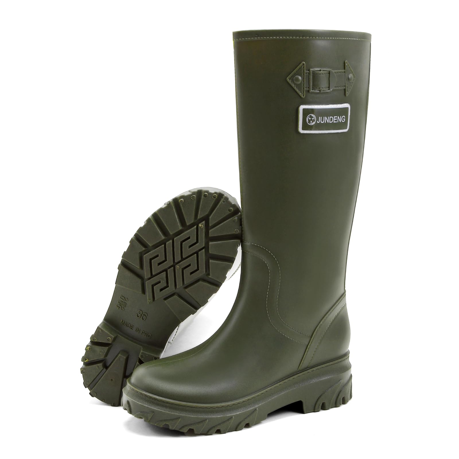 RIUETARRain Boots for Women, Waterproof Tall Knee High Womens Rain Boots,  Comfort Chelsea Rubber Garden Boots Anti-Slip Mid Heel Rain Shoes Outdoor