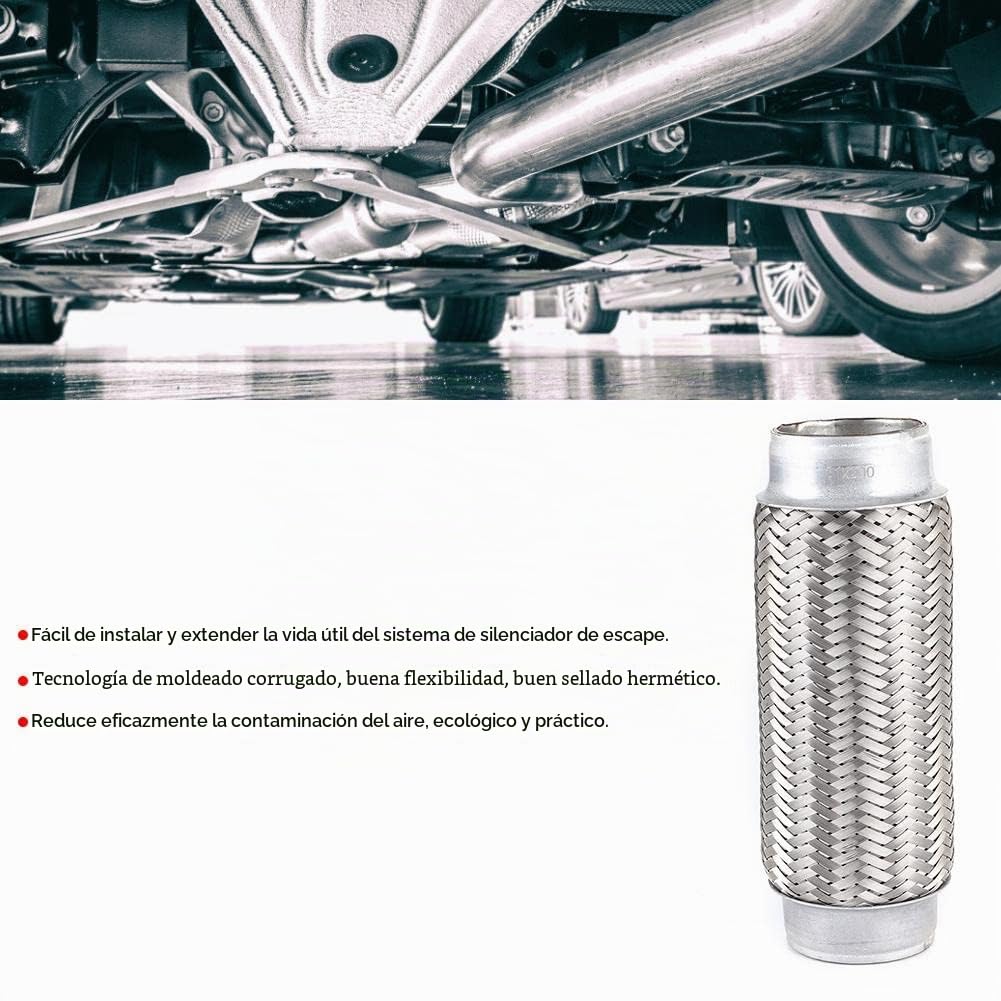 Tubo de escape flexible Tubo de escape de acero inoxidable resistente Tubo de reparación de junta flexible para escape delantero universal (51 mm x 200 mm)