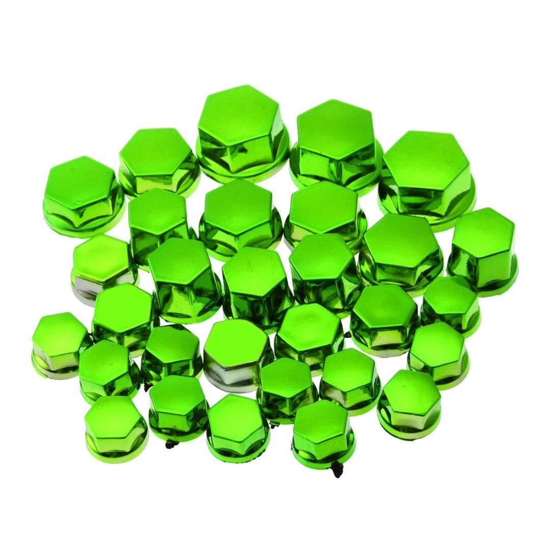 Leizh-Scap Lug Nut Covers Replacement for, 30pcs/Set Universal Motorcycle Chrome Plating Plastic Screw Nut Bolt Cap Cover, and Durable/147 (Size : Green)