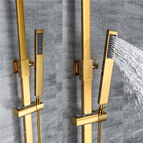 Robinet de douche à effet pluie dorée pour une salle de bain moderne