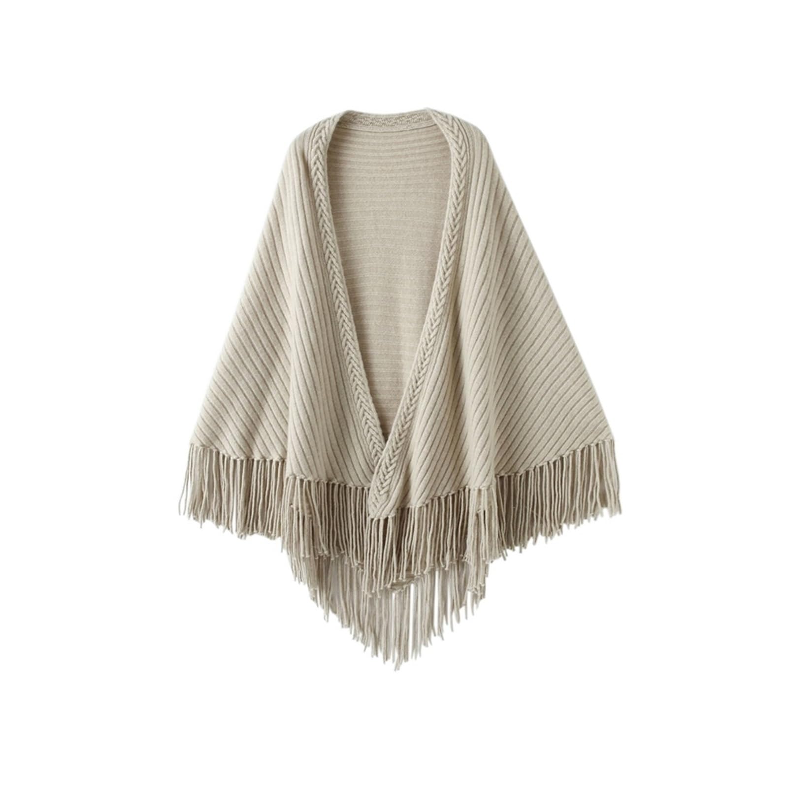 Chal de cachemir Nvshi, grueso, ideal for otoño e invierno. Abrigo cálido con borlas Chal de invierno