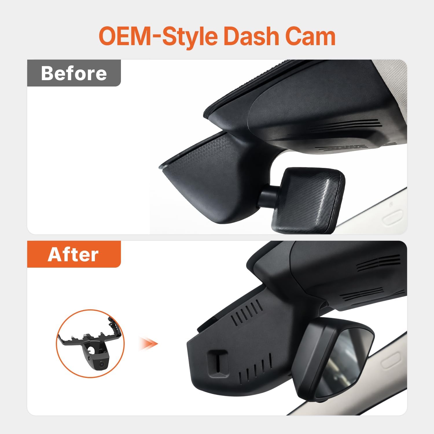 BMW Dash Cam for BMW i3 2025, Dash Camera with OEM-Style, No Visible Wires, HDR, WiFi & App, Parking Mode, Plug and Play, Breeze Installation, 64GB Card, Black
