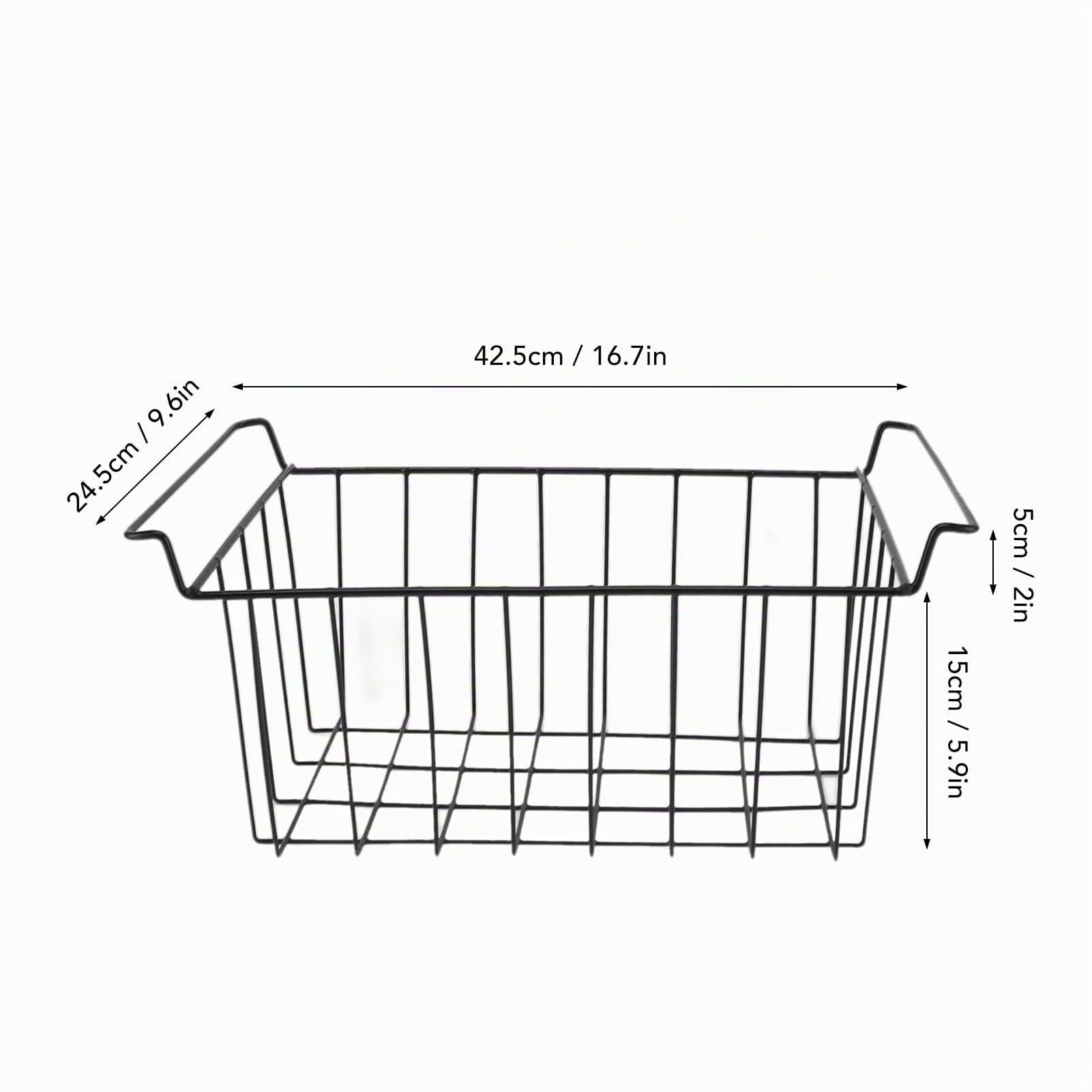 Cesta de Almacenamiento de Alambre para Congelador, 2 Unidades, con Revestimiento de PE, Organizador para Colgar, Metal Duradero, Fácil Mantenimiento, (Largo 42,5 cm x Ancho 24,5