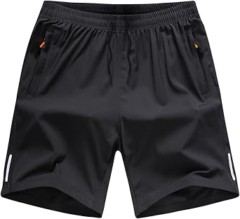 NATUST Boys Loose Fit Athletic Shorts with Zipper Pockets Quick Dry Running Shorts