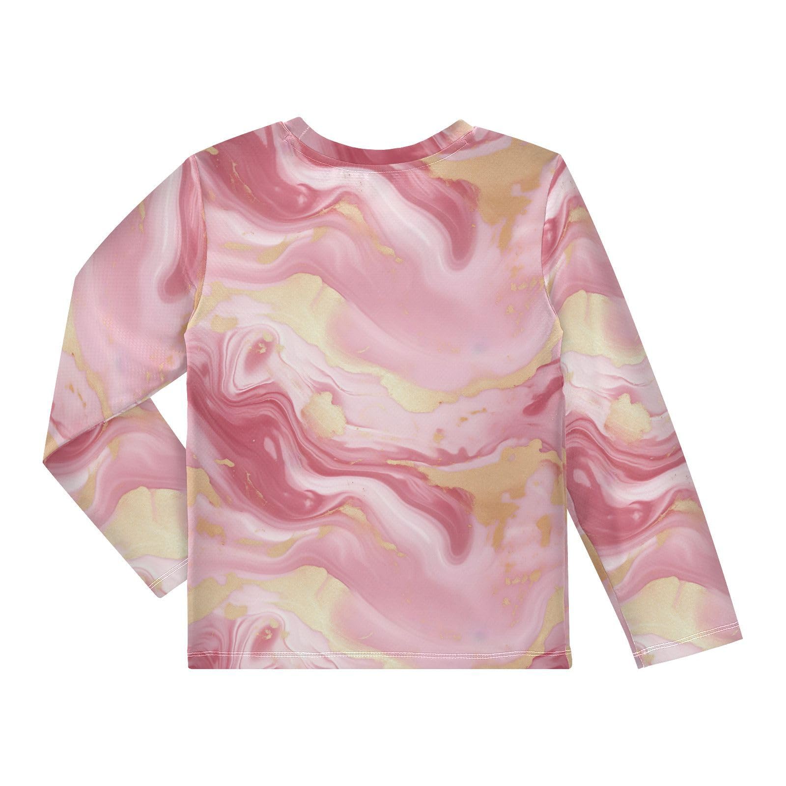 Pink Marble Pattern Boys Rash Guard Swim Shirts Long Sleeve UPF 50+ Quick Dry Sun Protection Shirt Swimwear Surf Tops for Toddler Kid Girl Fishing Swimming Outdoor 7-8T