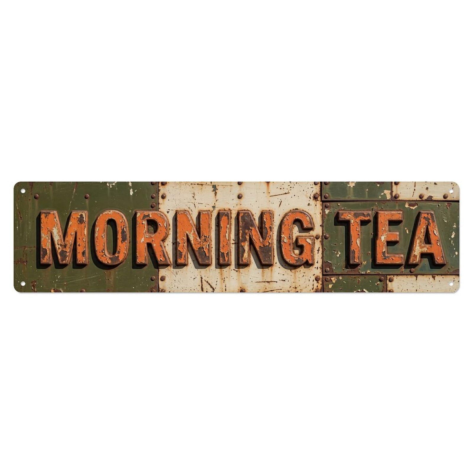 Olhnbad 4X16inch(10X40cm) Morning Tea Retro Kitchen Metal Tin Sign