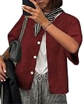Cardigans pour femmes Manche courte Cardigan Tige Bouton vers le bas Longueur de la récolte Y2k Haut de chemise tricoté