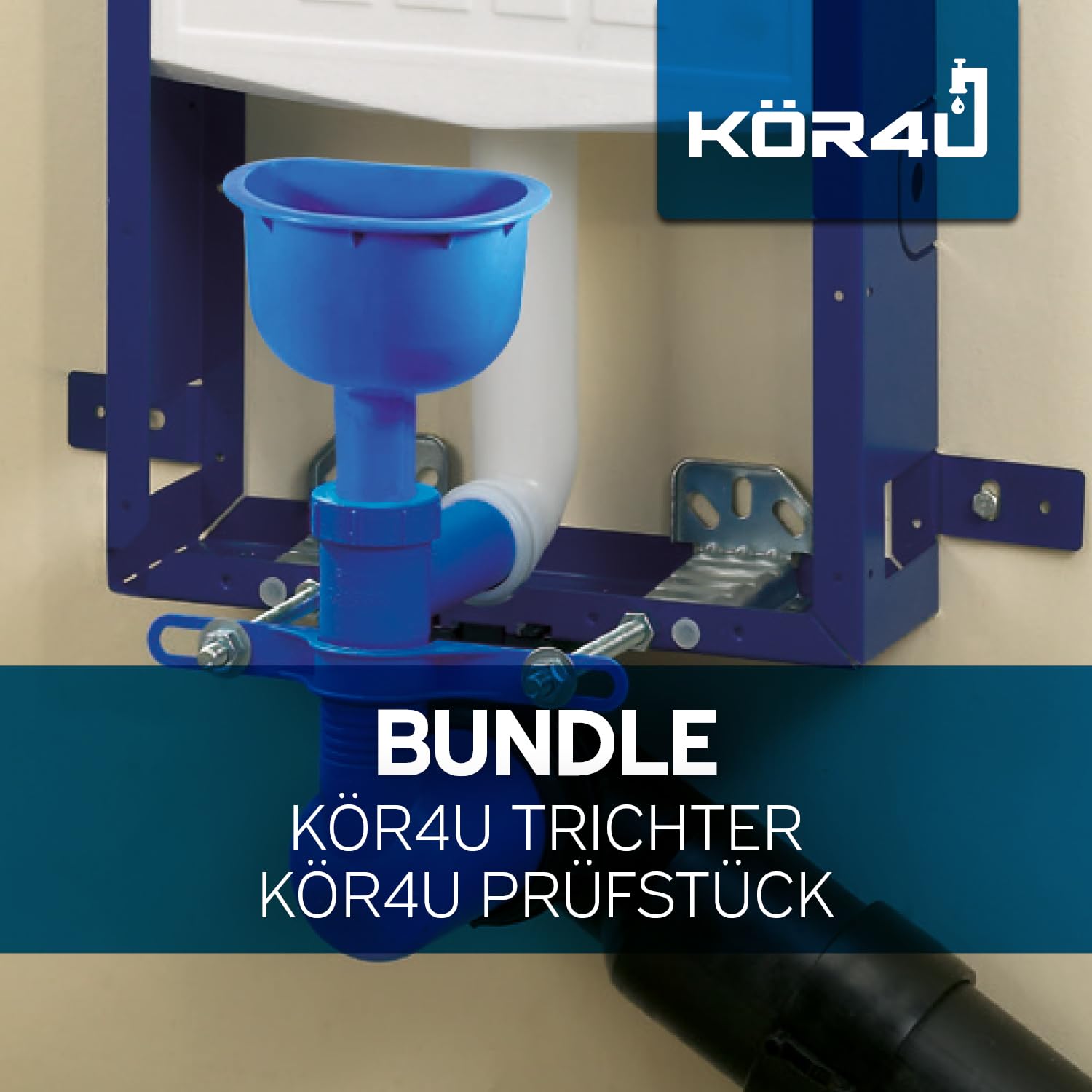 kör4u Pièce de test et entonnoir pour le contrôle d'étanchéité, pour l'évacuation et l'élimination des eaux de construction et des eaux sales
