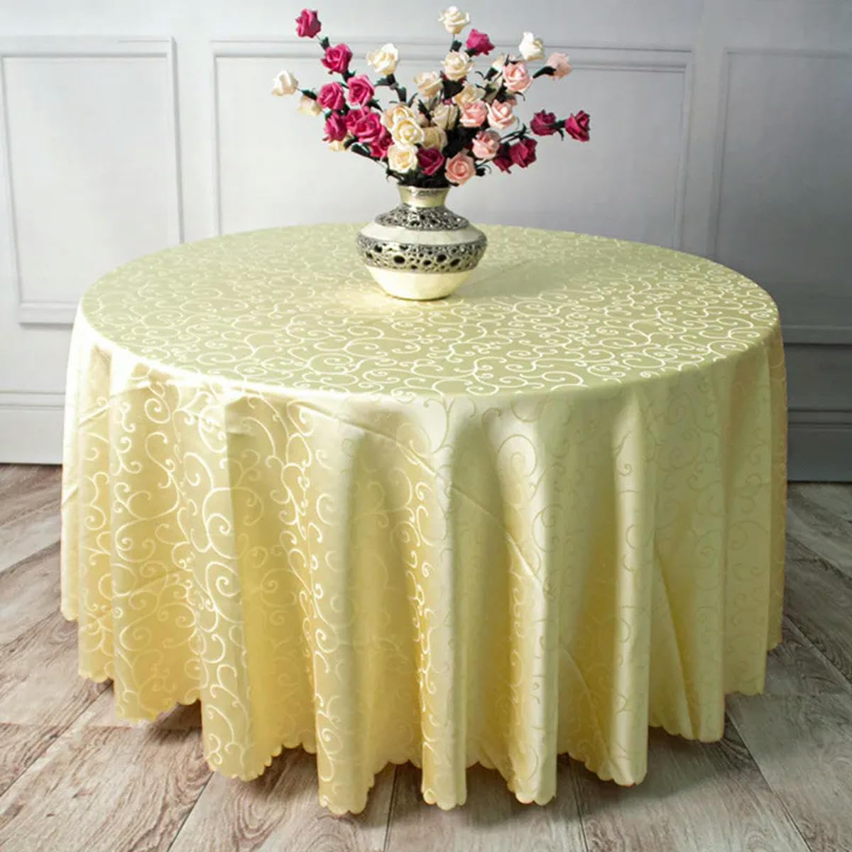 Tovaglia da pranzo rotonda rossa per hotel, quadrata, dorata, floreale, per tavolo da matrimonio, gonna, copertura, decorazione, per feste, ristorante, tovaglia-blu reale-diametro 240 cm