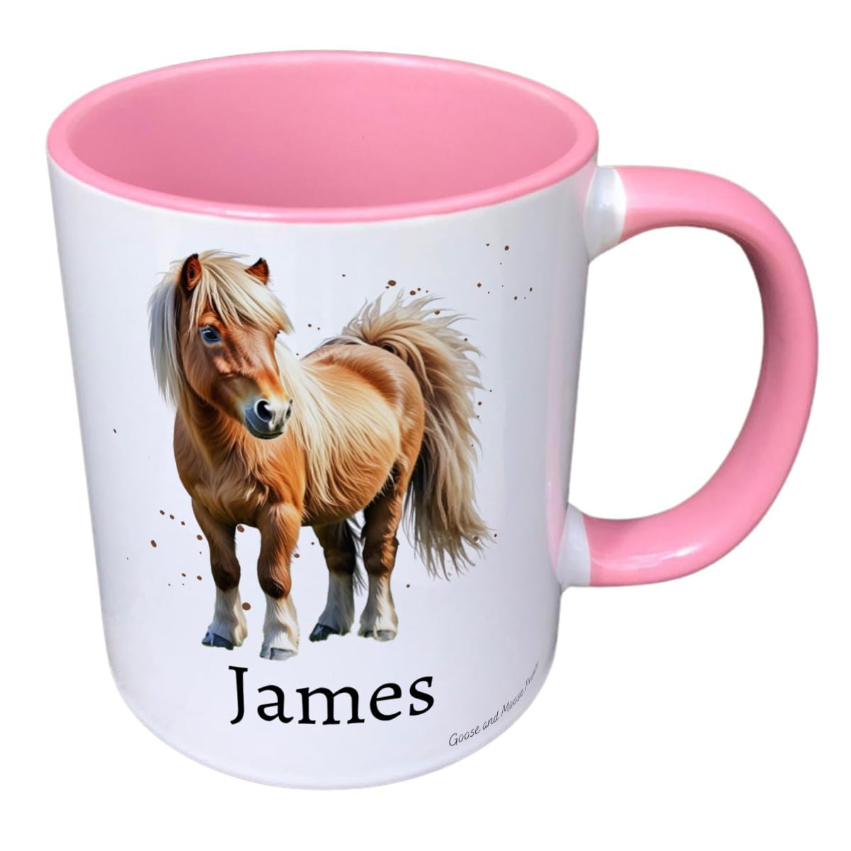Personalised Shetland Pony Mug, Gift for Equestrian Lover, Thank you Present for Horse Owner, Housewarming Coffee Cup, Country Kitchenware (Pink)