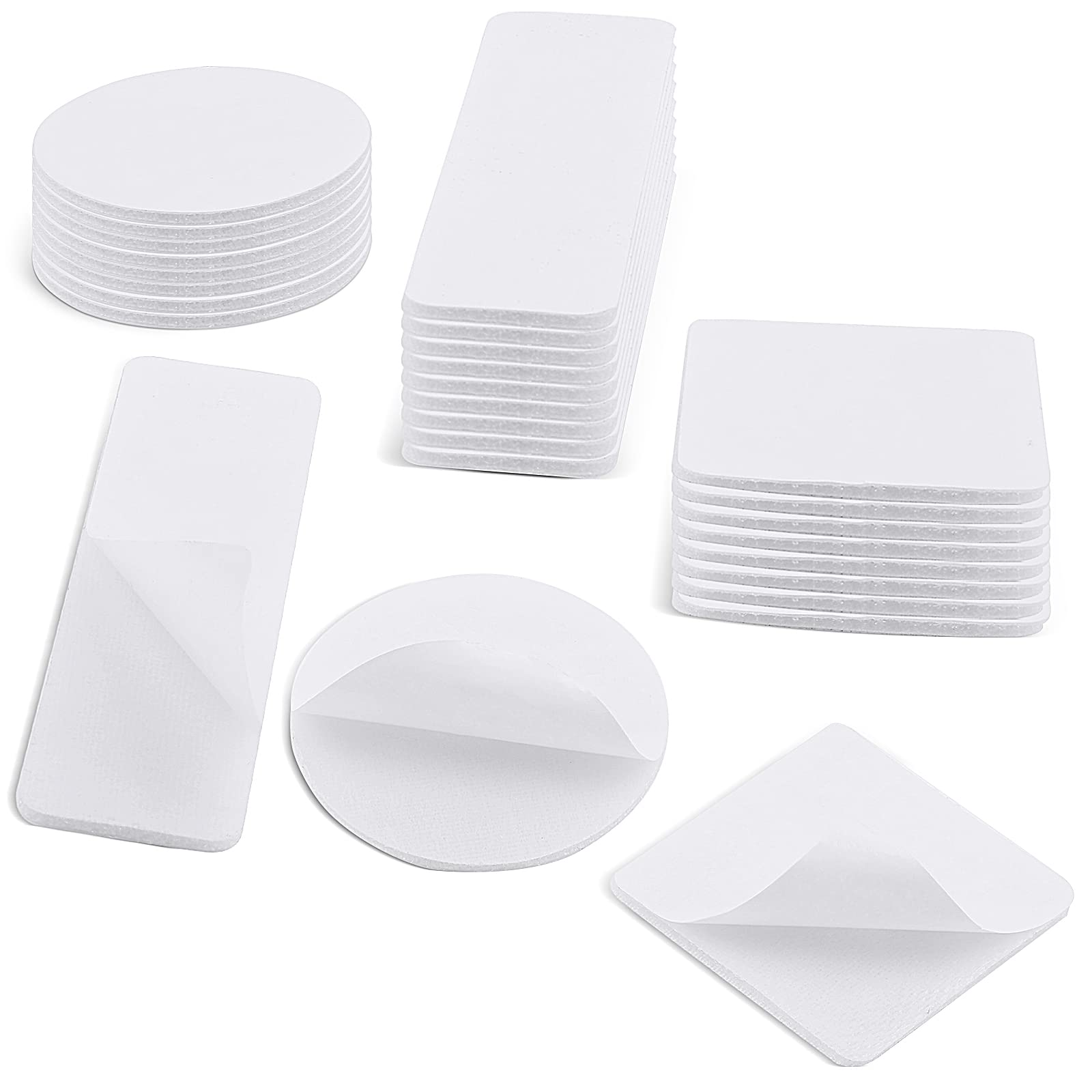 24Pairs Hook and Loop Tapes, Nylon Sticky Backs Strips Self Adhesive Hook Loop Tapes Heavy Duty, Double Sided Fastener Mounting Tape for Home, Office & Organization (3 Sizes) Tear Off No Residue