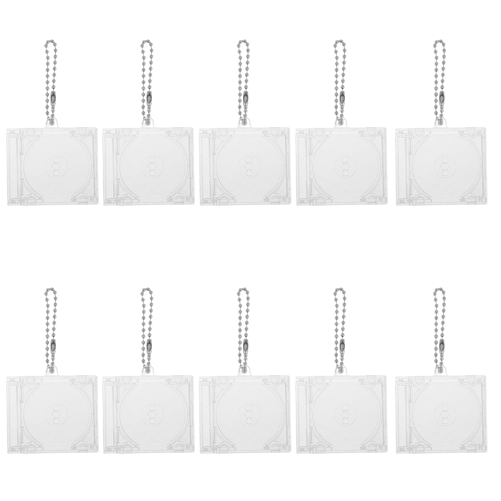10pcs Transparent Mini CD Keychain Pendant Portable Hanging CD Case for Backpack Purse Jewelry Packaging Compact Small Disc Holder Ornament