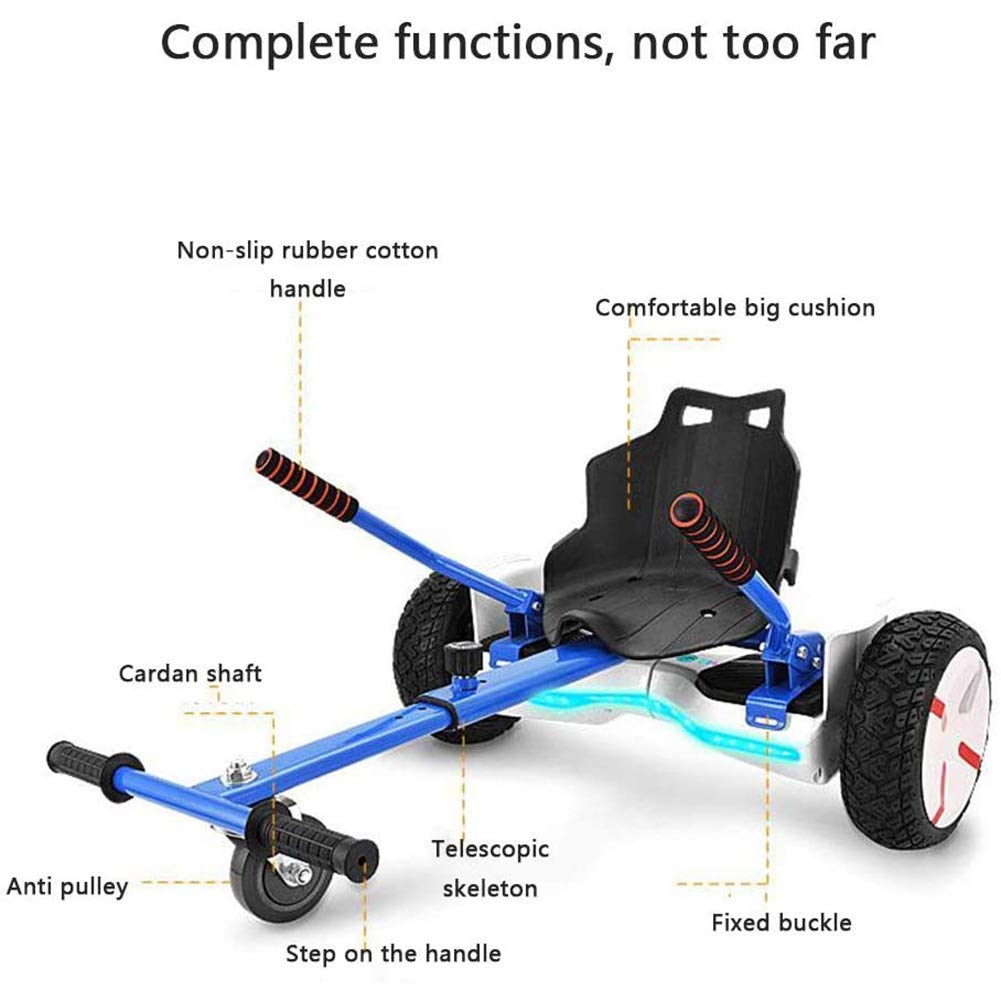 Siège Hoverboard Siège Hoverkart réglable pour Scooters électriques Auto-équilibrés Support de Karting, avec Coussin en Caoutchouc, poignée en éponge, réglable pour s'adapter à 6,5