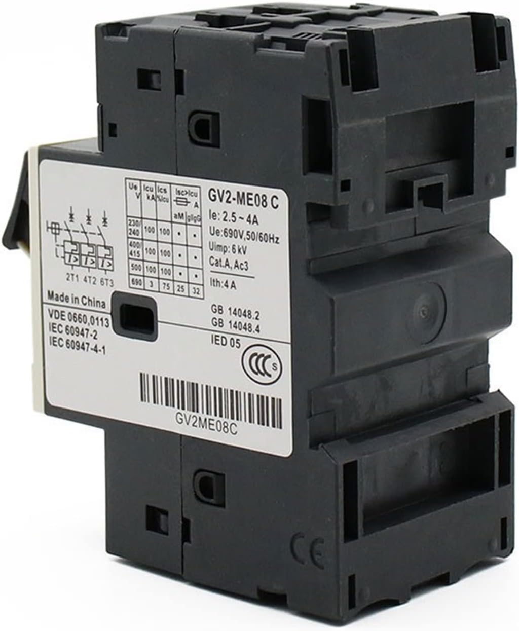 Motor Starter GV2ME Series Motor Protector Motor Circuit Breaker Push Button 3P Thermal Magnetic Type Motor Breaker MPCB(GV2-ME02C)