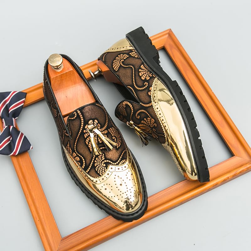 Men's Trendy Gold - Accent Loafers, Fashion - Forward Formal Shoes - Perfect for Special Events, Ceremonies & Social Gatherings2