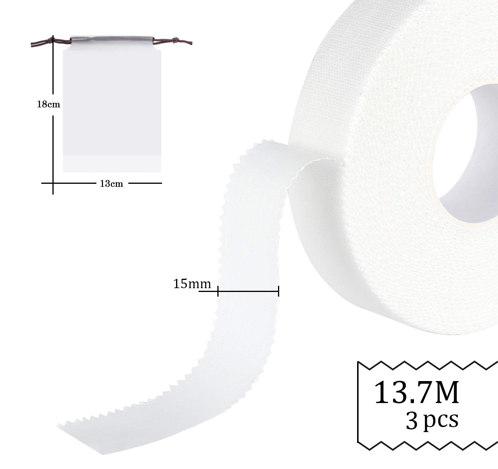 Anstore Cinta de escalada de 1,5 cm x 13,7 m, color blanco, para escalada, deportes de fuerza, voleibol, balonmano, 3 rollos