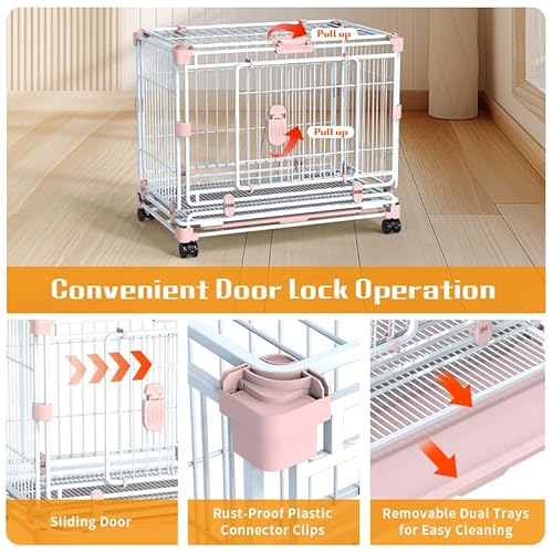 Suchown Gaiolas empilháveis para cães de 76 cm com duas portas com rodas removíveis, bandejas de cam