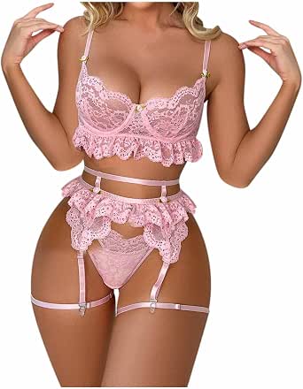 Amazon.com: Zzalalana Floral Lace Garter Lingerie Sets, Slutty Lingerie